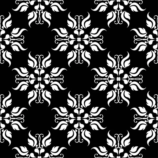 Witte Bloemen Zwarte Achtergrond Decoratieve Naadloze Patroon Voor Textiel Wallpapers — Stockvector