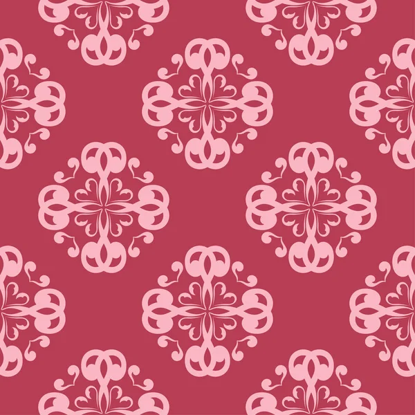 Blumenschmuck Auf Rotem Hintergrund Nahtloses Muster Für Textilien Und Tapeten — Stockvektor