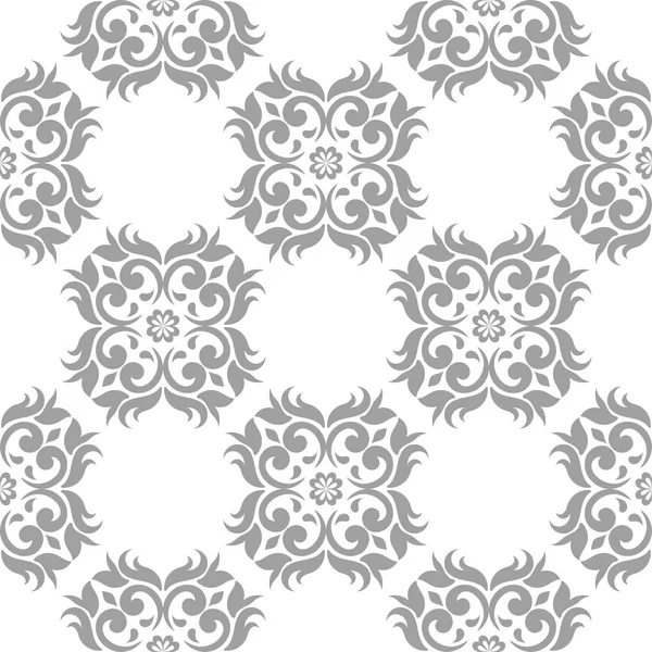 白い背景の上の光灰色の花要素 テキスタイルや壁紙のためのシームレスなパターン — ストックベクタ
