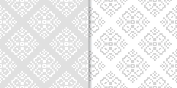 Světle Šedá Květinové Pozadí Sada Bezešvé Vzory Pro Textil Tapety — Stockový vektor