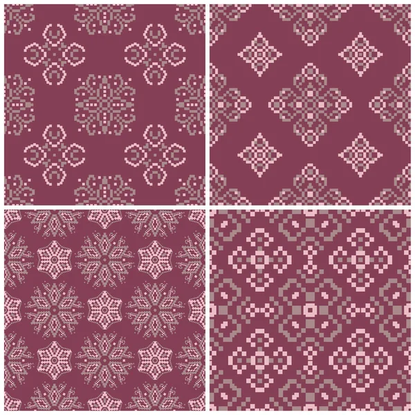 Lila Nahtlose Hintergründe Mit Floralen Mustern Für Tapeten Textilien Und — Stockvektor