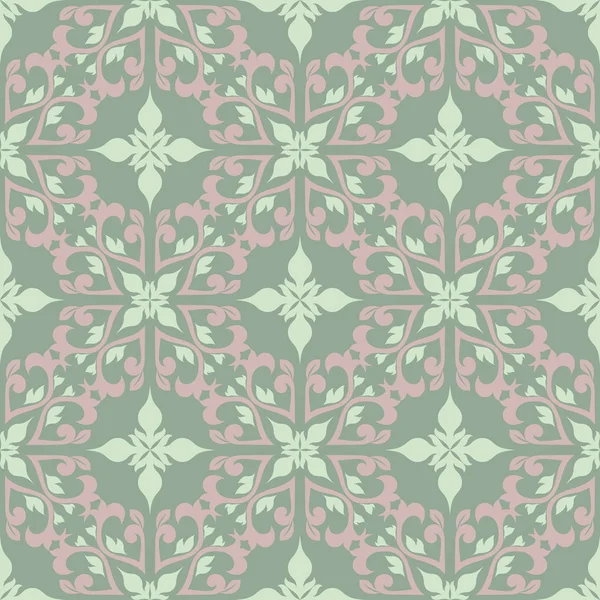 花のシームレスなパターン オリーブ グリーンの背景壁紙 織物および生地の淡いピンクの花の要素に — ストックベクタ