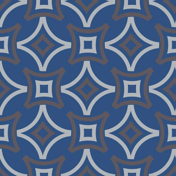 纺织品和织物用蓝色几何无缝图案 — 图库矢量图片