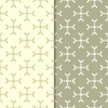 Zeytin yeşili geometrik süsler. Web, Tekstil ve duvar kağıtları için dikişsiz desen seti