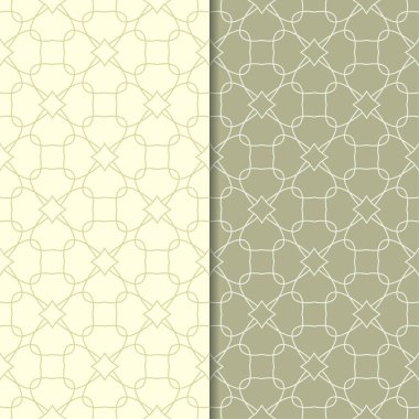 Zeytin yeşili geometrik süsler. Web, Tekstil ve duvar kağıtları için dikişsiz desen seti