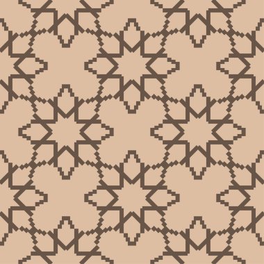 Geometrik süsleme. Bej ve kahverengi seamless modeli web, Tekstil ve duvar kağıtları için
