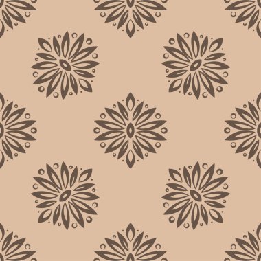 Kahverengi Bej seamless modeli ile çiçek arka plan. Duvar kağıtları ve tekstil tasarım