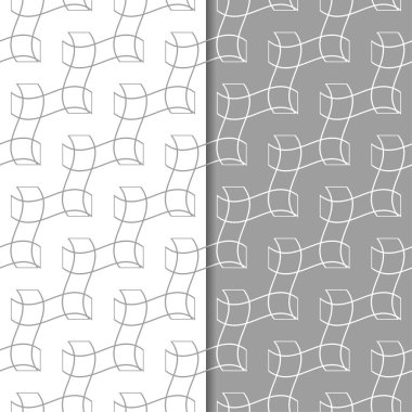 Gri ve beyaz geometrik süsler. Web, Tekstil ve duvar kağıtları için dikişsiz desen seti