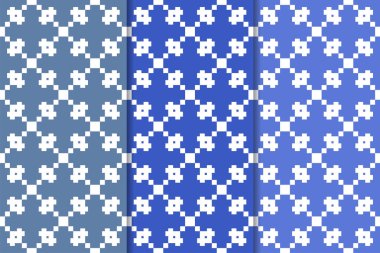 Mavi geometrik süsler. Web, Tekstil ve duvar kağıtları için dikey Dikişsiz desen seti