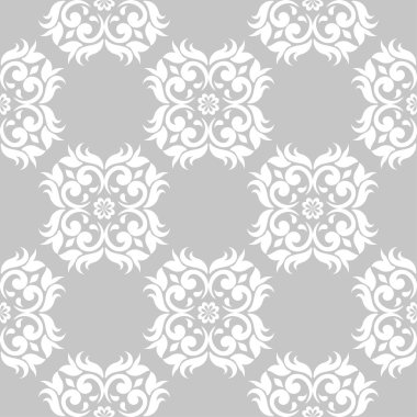 Gri ve beyaz çiçek süsleme. Tekstil ve duvar kağıtları için seamless modeli