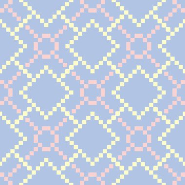 Geometrik seamless modeli. Soluk mavi arka plan bej ve pembe öğeler duvar kağıtları, Tekstil ve kumaş için