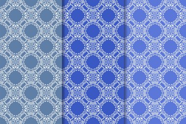 Çiçek desenleri kümesi. Mavi dikey Dikişsiz desen. Duvar kağıdı arka plan