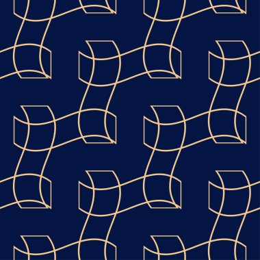 Altın mavi geometrik süsleme. Web, Tekstil ve duvar kağıtları için seamless modeli