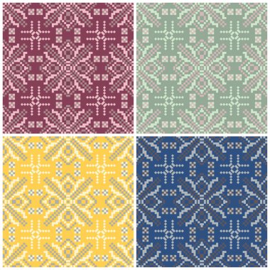 Çiçek desenleri sorunsuz. Renkli arka planlar ile tekstil ve duvar kağıtları için çiçek öğeleri kümesi