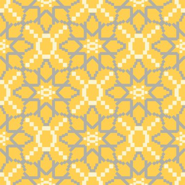 Sarı geometrik arka plan. Parlak Dikişsiz desen duvar kağıtları, Tekstil ve kumaş için