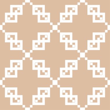 Bej ve beyaz geometrik süsleme. Web, Tekstil ve duvar kağıtları için seamless modeli