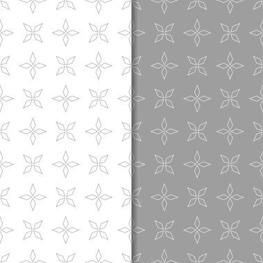 Geometrik süsler kümesi. Gri ve beyaz Dikişsiz desen web, Tekstil ve duvar kağıtları için