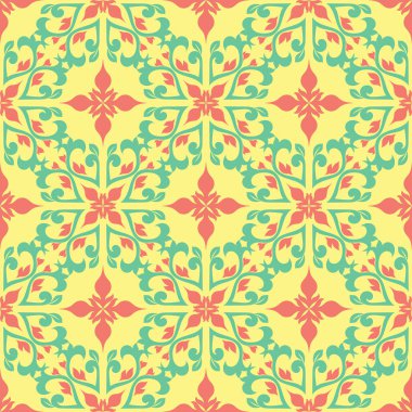 Çok sorunsuz çiçek arka plan renkli. Pembe mavi yeşil ve sarı desen Tekstil ve duvar kağıtları için