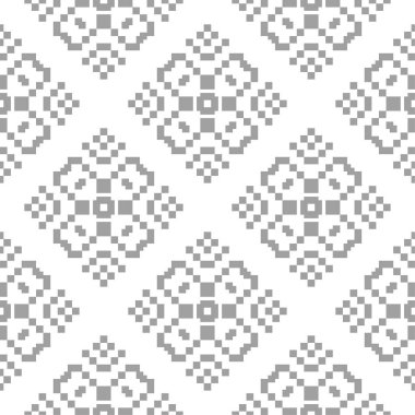 Beyaz arka plan üzerine açık gri çiçek süsleme. Tekstil ve duvar kağıtları için seamless modeli