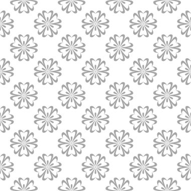 Beyaz arka plan üzerine açık gri çiçek süsleme. Tekstil ve duvar kağıtları için seamless modeli