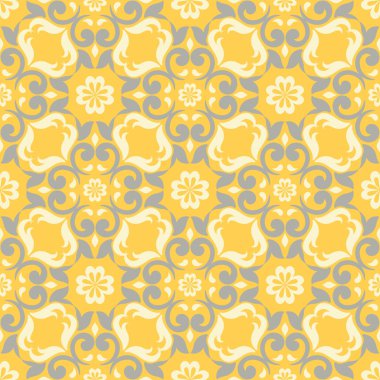 Çiçek arka plan. Sarı gri ve beyaz Dikişsiz desen duvar kağıtları, Tekstil ve kumaş için