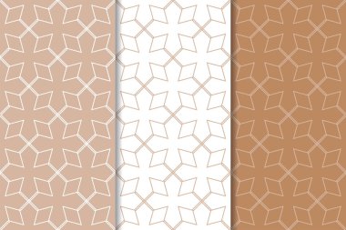 Web, Tekstil ve duvar kağıtları için geometrik Dikişsiz desen kahverengi ve beyaz set