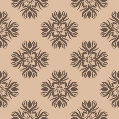 Kahverengi Bej seamless modeli ile çiçek arka plan. Duvar kağıtları ve tekstil tasarım