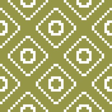 Zeytin yeşili ve beyaz geometrik süsleme. Web, Tekstil ve duvar kağıtları için seamless modeli