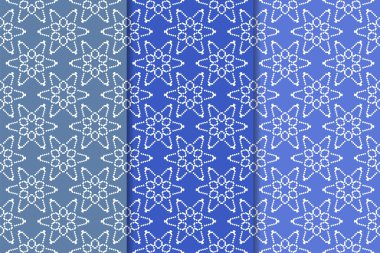 Mavi çiçekli süsler. Dikey Dikişsiz desen seti. Duvar kağıdı arka plan