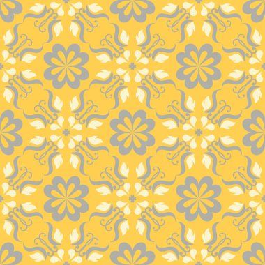 Sorunsuz çiçek desenli. Parlak sarı arka plan duvar kağıtları, Tekstil ve kumaş için çiçek tasarımları ile
