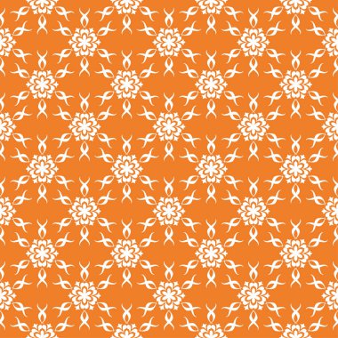 Beyaz çiçek süsleme portakal. Tekstil ve duvar kağıtları için seamless modeli