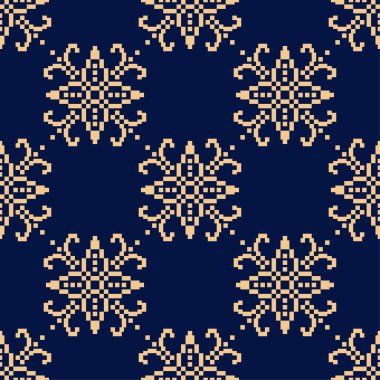 Mavi zemin üzerine altın çiçek. Tekstil ve duvar kağıtları için seamless modeli