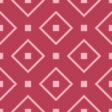 Kırmızı ve soluk pembe geometrik süsleme. Web, Tekstil ve duvar kağıtları için seamless modeli