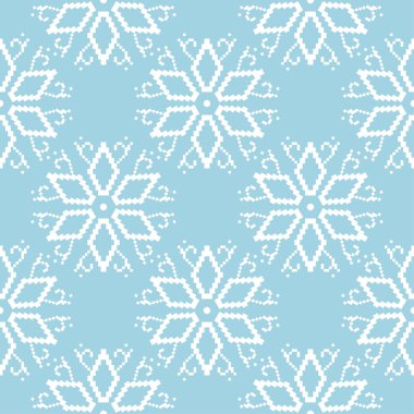 Mavi zemin üzerine beyaz çiçek süsleme. Tekstil ve duvar kağıtları için seamless modeli