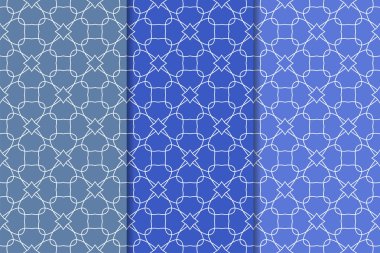 Mavi geometrik süsler. Web, Tekstil ve duvar kağıtları için dikey Dikişsiz desen seti
