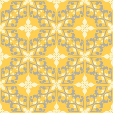 Çiçek arka plan. Sarı gri ve beyaz Dikişsiz desen duvar kağıdı, Tekstil ve kumaş için