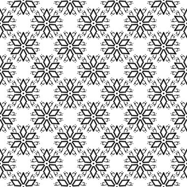 Beyaz arka planda siyah çiçek süsleme. Tekstil ve duvar kağıtları için seamless modeli