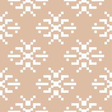 Bej ve beyaz geometrik süsleme. Web, Tekstil ve duvar kağıtları için seamless modeli