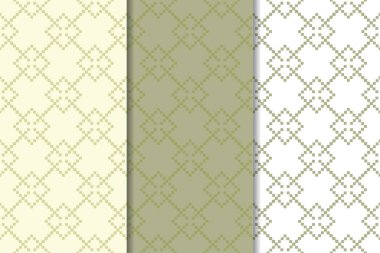Zeytin yeşili ve web, Tekstil ve duvar kağıtları için geometrik Dikişsiz desen beyaz set