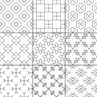 Işık gri geometrik süsler. Web, Tekstil ve duvar kağıtları için tarafsız Dikişsiz desen koleksiyonu