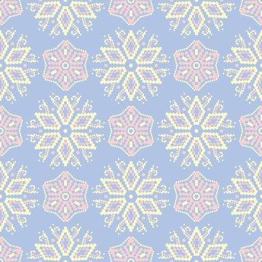 Çiçek seamless modeli. Soluk mavi arka plan duvar kağıtları, Tekstil ve kumaş için bej ve pembe çiçek öğeleri ile