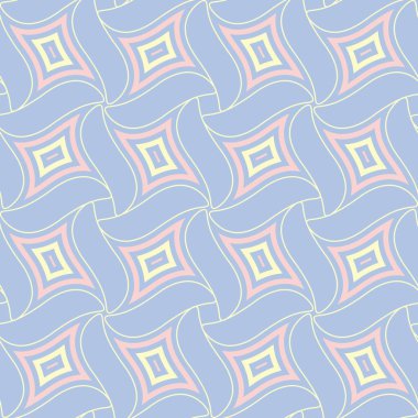 Mavi geometrik seamless modeli. Arka plan bej ve pembe öğeler duvar kağıtları, Tekstil ve kumaş için