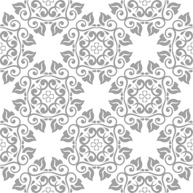 Beyaz ve gri çiçek süsleme. Tekstil ve duvar kağıtları için seamless modeli