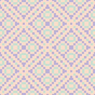 Geometrik çok renkli seamless modeli. Bej renkli arka plan duvar kağıtları, Tekstil ve kumaş için mor ve mavi tasarım öğeleri ile