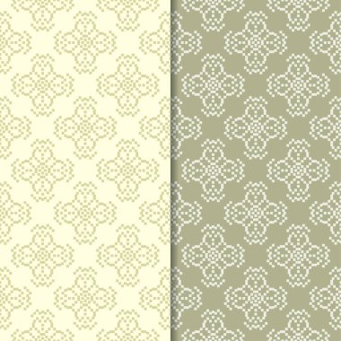 Zeytin yeşili çiçek arka planlar. Tekstil ve duvar kağıtları için dikişsiz desen seti