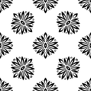 Çiçek arka plan siyah ve beyaz seamless modeli ile. Duvar kağıtları ve tekstil tasarım