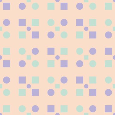Geometrik tasarım ile Seamless modeli. Soluk pembe bir arka plan üzerinde öğeleri mor ve mavi. Kumaş ve duvar kağıtları için