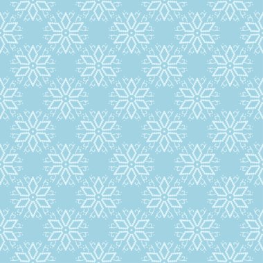 Mavi zemin üzerine beyaz çiçek desenli. Tekstil ve duvar kağıtları için sorunsuz süsleme