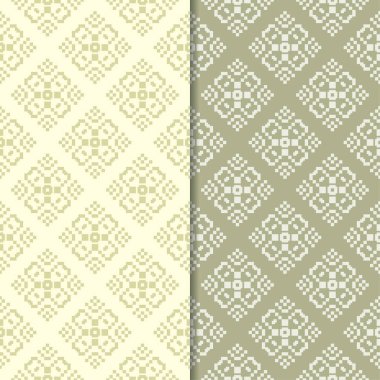 Zeytin yeşili çiçek arka planlar. Tekstil ve duvar kağıtları için dikişsiz desen seti