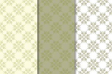 Zeytin yeşili kümesi çiçek süsler. Tekstil ve duvar kağıtları için dikişsiz desen